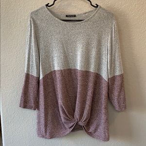 Pink Clover Denver Front Twist Brushed Knit Top